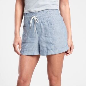 Athleta Cabo Linen 4” Blue Shorts